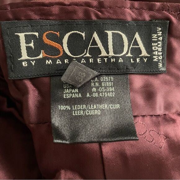 Vintage 80s-90s Escada Margaretha Ley Leather Studded Skirt Burgundy - Picture 7 of 10